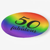 Rainbow 50 en Fabulous Black Birthday Party Papieren Bordje (Gekanteld)