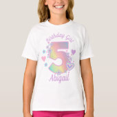 Rainbow 5th Birthday Girl 5th Iridescent T-shirt (Voorkant)