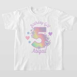 Rainbow 5th Birthday Girl 5th Iridescent T-shirt