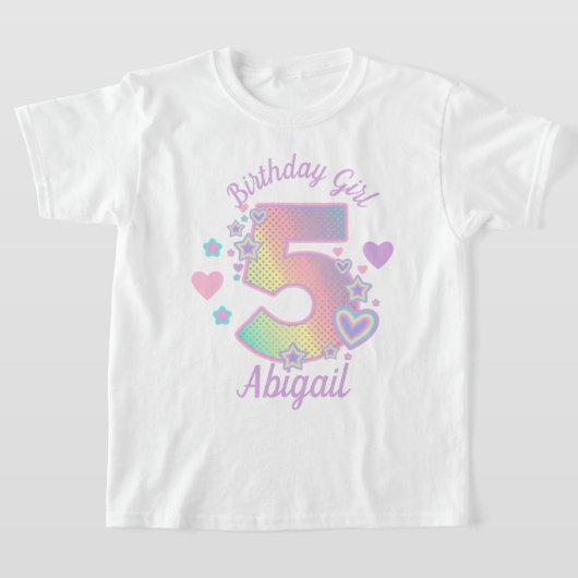 Rainbow 5th Birthday Girl 5th Iridescent T-shirt (Laagn)
