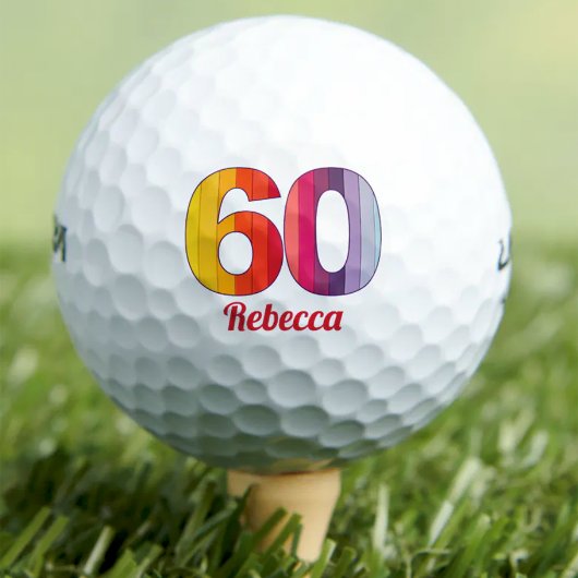 Rainbow 60th Birthday Golfer 60 jaar feest gelukki Golfballen