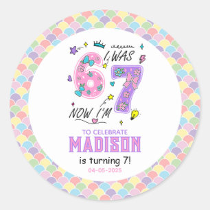 Rainbow 7e Verjaardag Ik Was 6, Nu 7 Kinderen Ronde Sticker