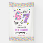 Rainbow 7e Verjaardag | Ik Was 6, Nu 7 | Kinderfee Spandoek (Verticaal)