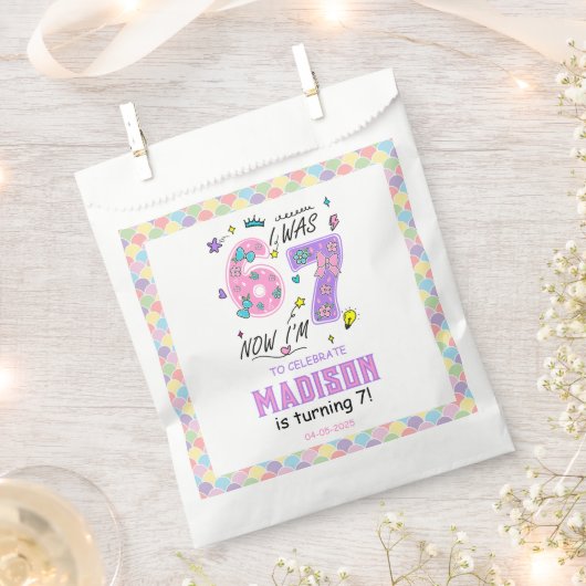 Rainbow 7th Birthday | I Was 6, Now 7 | Kids Bedankzakje (Geknipt)