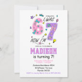 rainbow 7th Birthday | “I Was 6, Now 7” Party Kaart (Voorkant)