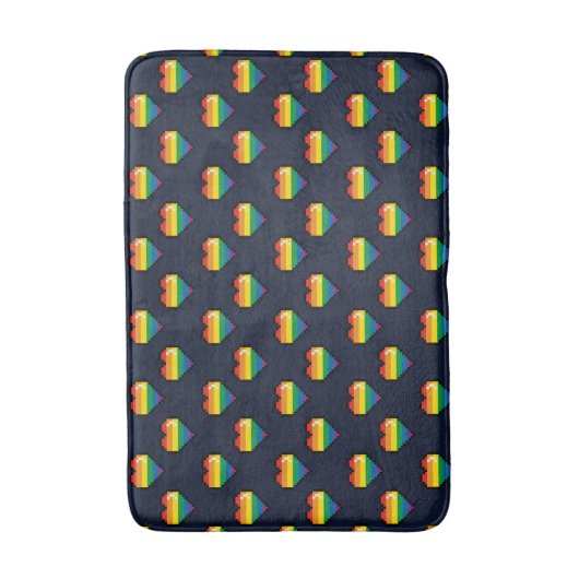Rainbow 8 Bit Heart Pattern Badmat (Voorkant Verticaal)