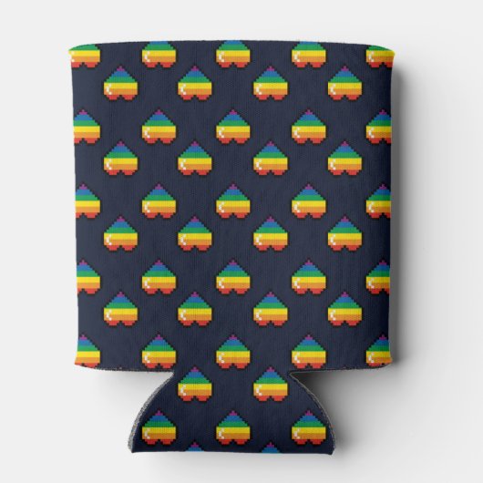 Rainbow 8 Bit Heart Pattern Blikjeskoeler (Achterkant)