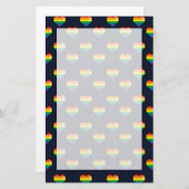 Rainbow 8 Bit Heart Pattern Briefpapier (Voorkant / Achterkant)