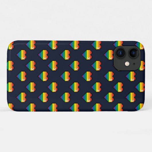 Rainbow 8 Bit Heart Pattern Case-Mate iPhone Case (Achterkant (horizontaal))