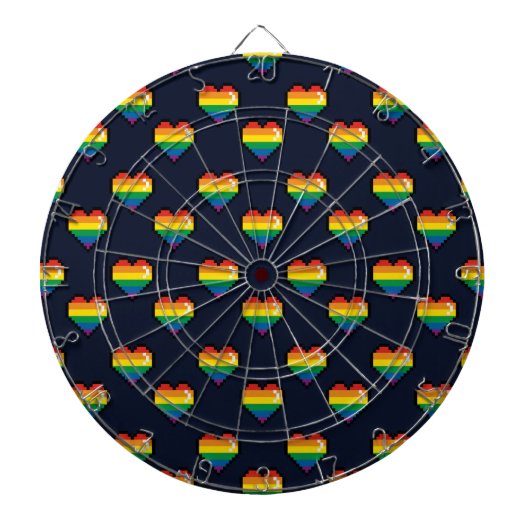 Rainbow 8 Bit Heart Pattern Dartbord (Voorkant)