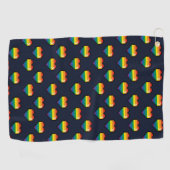 Rainbow 8 Bit Heart Pattern Golfhanddoek (Horizontaal)
