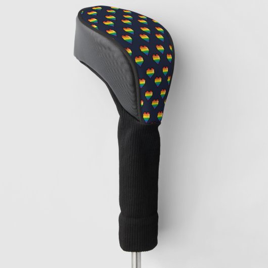 Rainbow 8 Bit Heart Pattern Golfheadcover (Schuin)