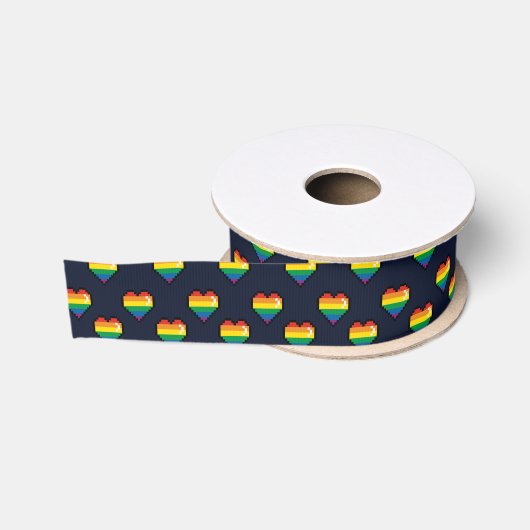 Rainbow 8 Bit Heart Pattern Grosgrain Lint (Spoel)