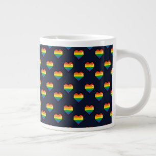 Rainbow 8 Bit Heart Pattern Grote Koffiekop