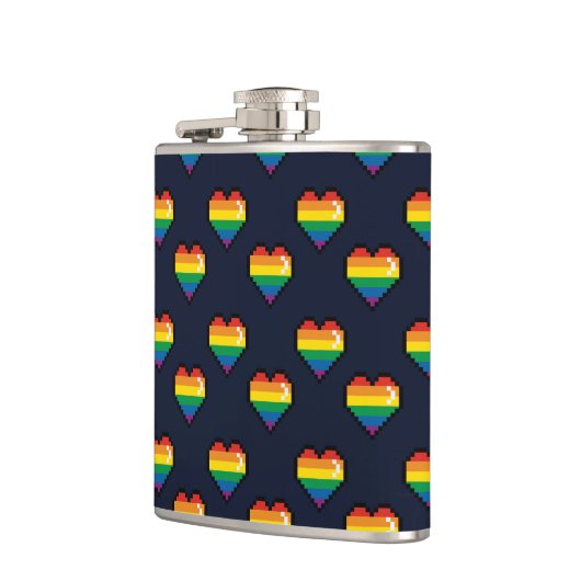 Rainbow 8 Bit Heart Pattern Heupfles (Links)