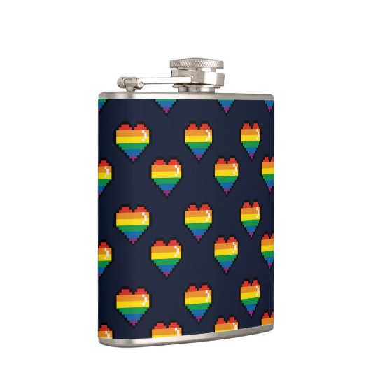 Rainbow 8 Bit Heart Pattern Heupfles (Rechts)