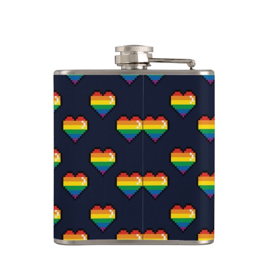 Rainbow 8 Bit Heart Pattern Heupfles (Achterkant)