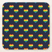 Rainbow 8 Bit Heart Pattern Kartonnen Onderzetters (Voorkant)