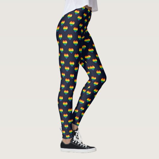Rainbow 8 Bit Heart Pattern Leggings (Rechts)