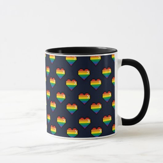 Rainbow 8 Bit Heart Pattern Mok (Rechts)