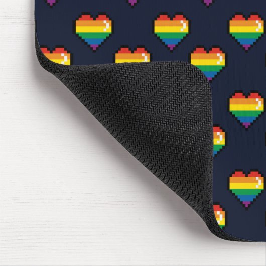 Rainbow 8 Bit Heart Pattern Muismat (Hoek)