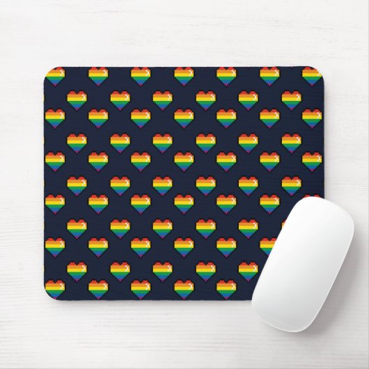 Rainbow 8 Bit Heart Pattern Muismat (Met muis)