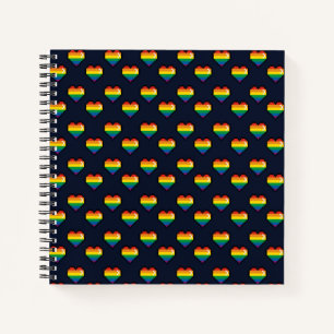 Rainbow 8 Bit Heart Pattern Notitieboek