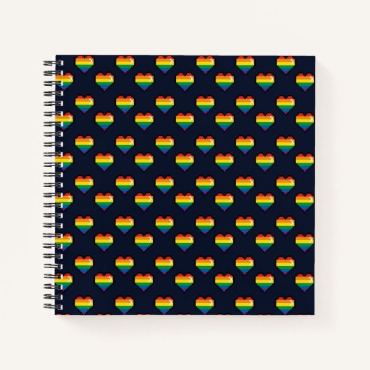 Rainbow 8 Bit Heart Pattern Notitieboek (Voorkant)