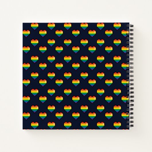 Rainbow 8 Bit Heart Pattern Notitieboek (Achterkant)