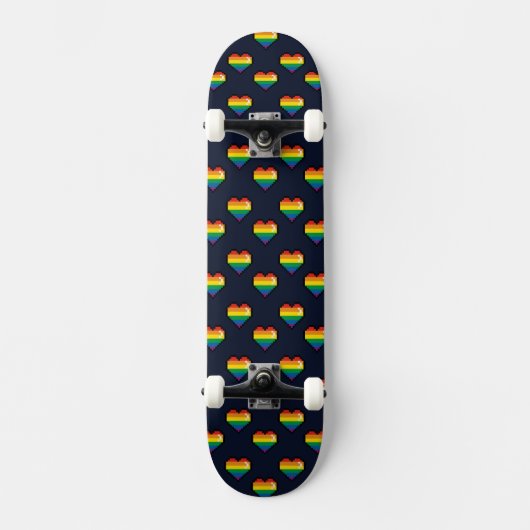 Rainbow 8 Bit Heart Pattern Persoonlijk Skateboard (Voorkant)