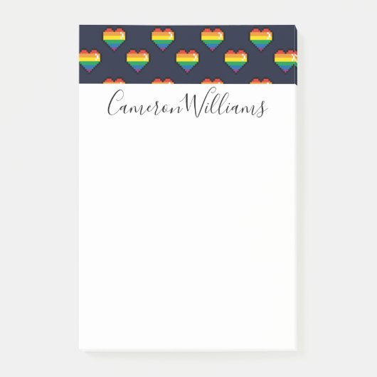 Rainbow 8 Bit Heart Pattern Post-it® Notes (Voorkant)