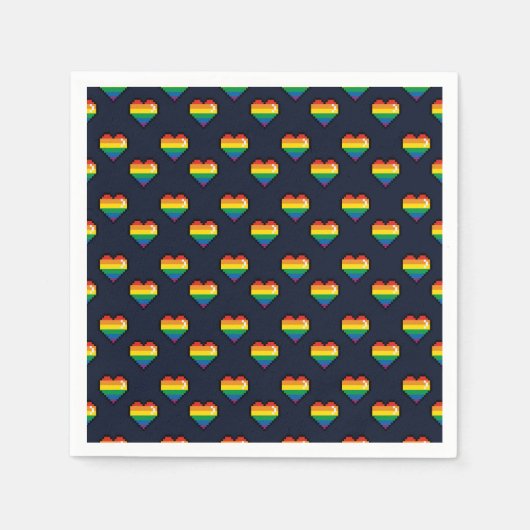 Rainbow 8 Bit Heart Pattern Servet (Voorkant)