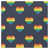 Rainbow 8 Bit Heart Pattern Stof (Close Up)