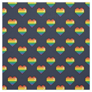 Rainbow 8 Bit Heart Pattern Stof