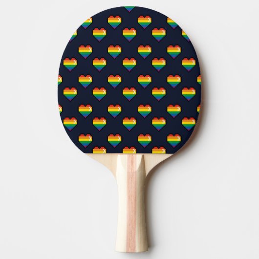 Rainbow 8 Bit Heart Pattern Tafeltennisbatje (Voorkant)