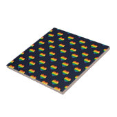Rainbow 8 Bit Heart Pattern Tegeltje (Zijkant)