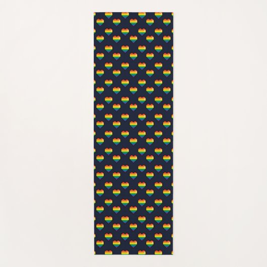 Rainbow 8 Bit Heart Pattern Yogamat (Voorkant)