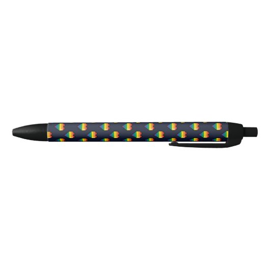Rainbow 8 Bit Heart Pattern Zwarte Inkt Pen (Bodem)