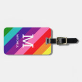 Rainbow 8 Stripe Gay Pride Custom Monogram Initiaa Bagagelabel (Voorkant horizontaal)