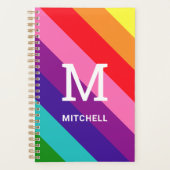 Rainbow 8 Stripe Gay Pride Custom Monogram Initiaa Planner (Voorkant)