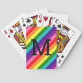 Rainbow 8 Stripe Gay Pride Custom Monogram Initiaa Pokerkaarten (Achterkant)