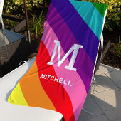 Rainbow 8 Stripe Gay Pride Custom Monogram Initiaa Strandlaken