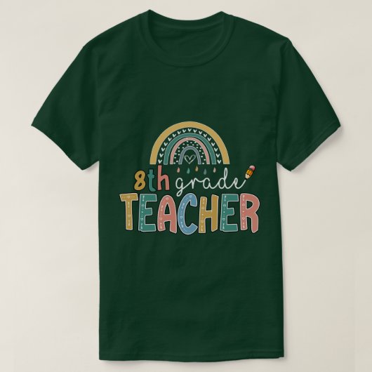 Rainbow 8th Grade Teacher Kinder Terug naar School T-shirt (Design voorkant)