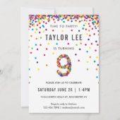 Rainbow 9 Year Old Birthday Party, 9th Birthday Pa Kaart (Voorkant)