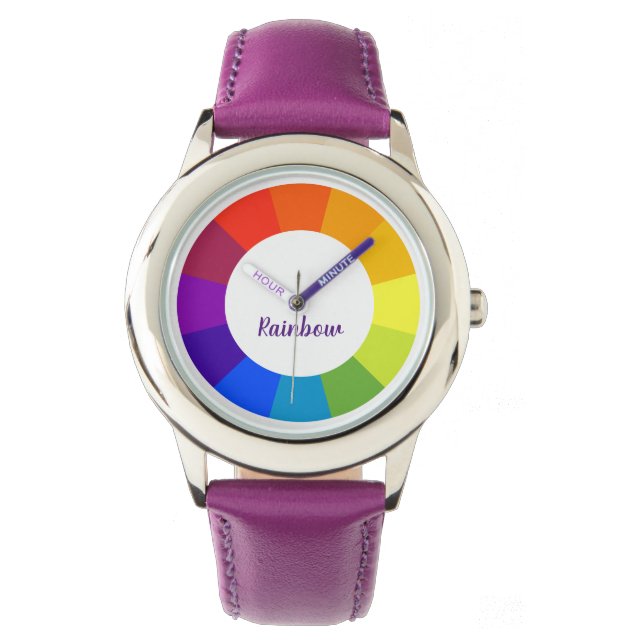 Rainbow Aangepaste naam Paarse horloge (Voorkant)