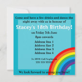 Rainbow aanpasbaar, uitnodiging van 18 dagen (Achterkant)