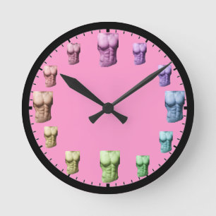 Rainbow Abs Wall Clock-roze Ronde Klok