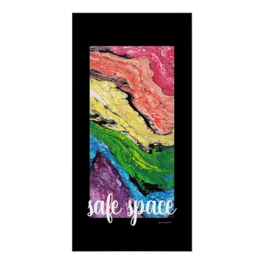 "Rainbow" Abstract Art Safe Space Black Poster (Voorkant)