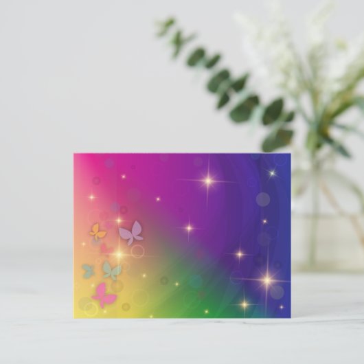 Rainbow Abstract Fairleight Butterflies Sparkles Briefkaart (Staand voorkant)