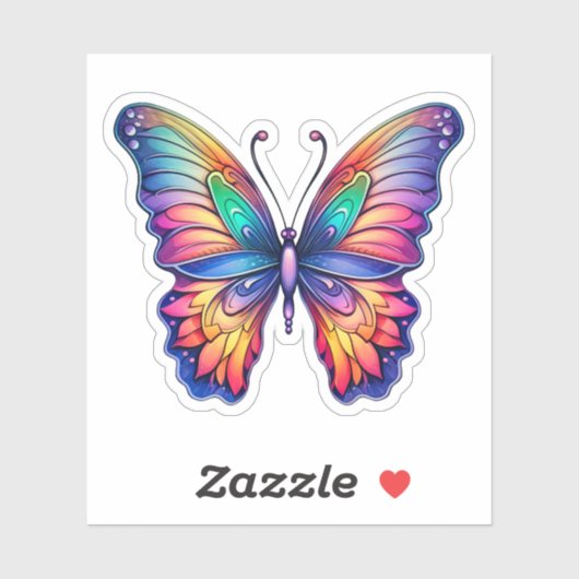 Rainbow Abstract Vlinder Waterverf Kunstwerk Sticker (Vel)